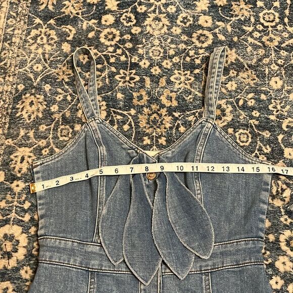 7 For All Mankind Blue Bow Button Front Denim Dress Contemporary Festival - Picture 10 of 16